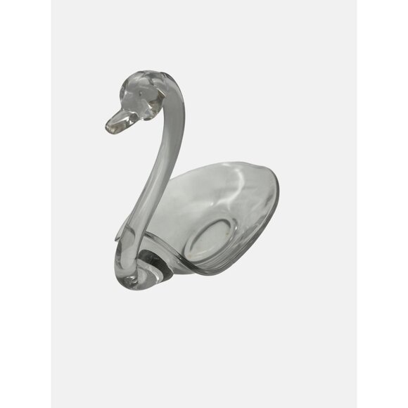 Vintage Clear Glass Swan Trinket Dish / Bowl 8.5" x 6.25" - Picture 2 of 6